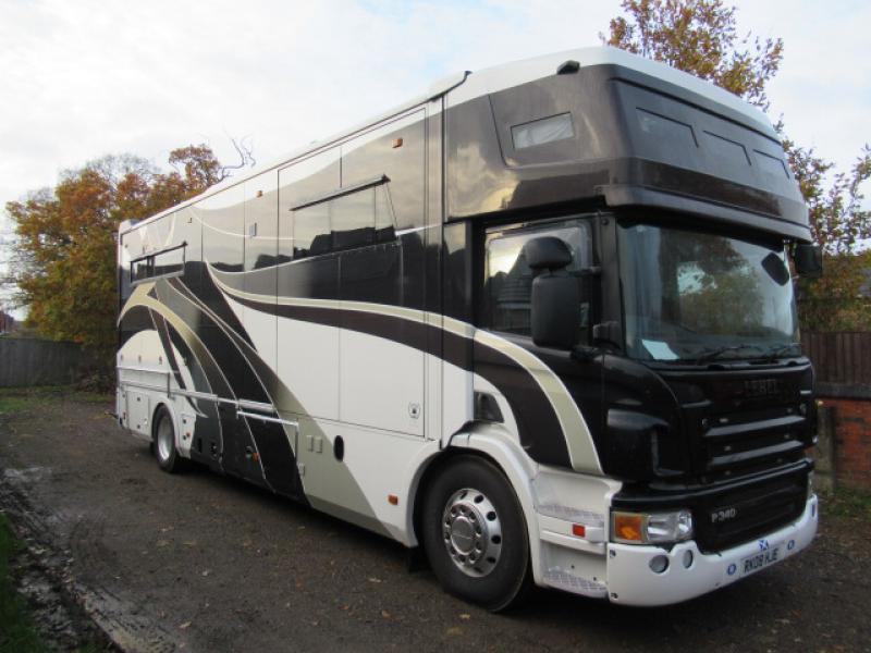 22-435-Beautiful 2008 Scania P340 Semi-Automatic. Coach built by Lehel coach builders. Stalled for 4/5 with luxury living, large slide out, twin pop ups, sleeping for up to 7 people. Huge specification. Pristine condition throughout.  STUNNING TRUCK!