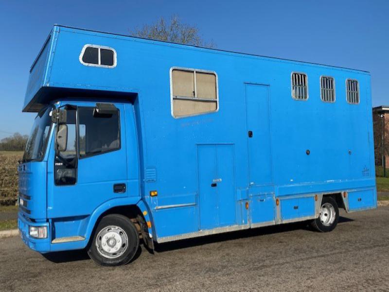 23-488-**NEW PRICE**  2002 Model 51 Iveco Eurocargo 75E15 7.5 Ton Coach built by Pride horseboxes. Stalled for 3. Smart day living area.. Large external tack locker which does not intrude into the horse area.. Full tilt cab