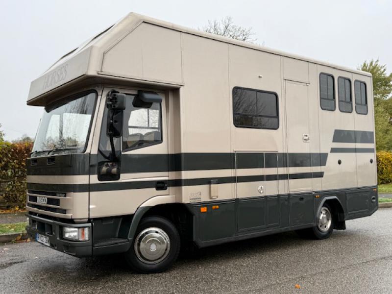 25-1223-Compact 7.5 Ton 2002 Iveco Eurocargo 75E17  Coach built by PRB coach builders. Stalled for 3. Smart living with sleeping for 2. No external tack locker intruding into the horse area. Toilet and shower. 21 ft length 25-1223-Compact 7.5 Ton 2002 Iveco Eurocargo 75E17  Coach built by PRB coach builders. Stalled for 3. Smart living with sleeping for 2. No external tack locker intruding into the horse area. Toilet and shower. 21 ft length